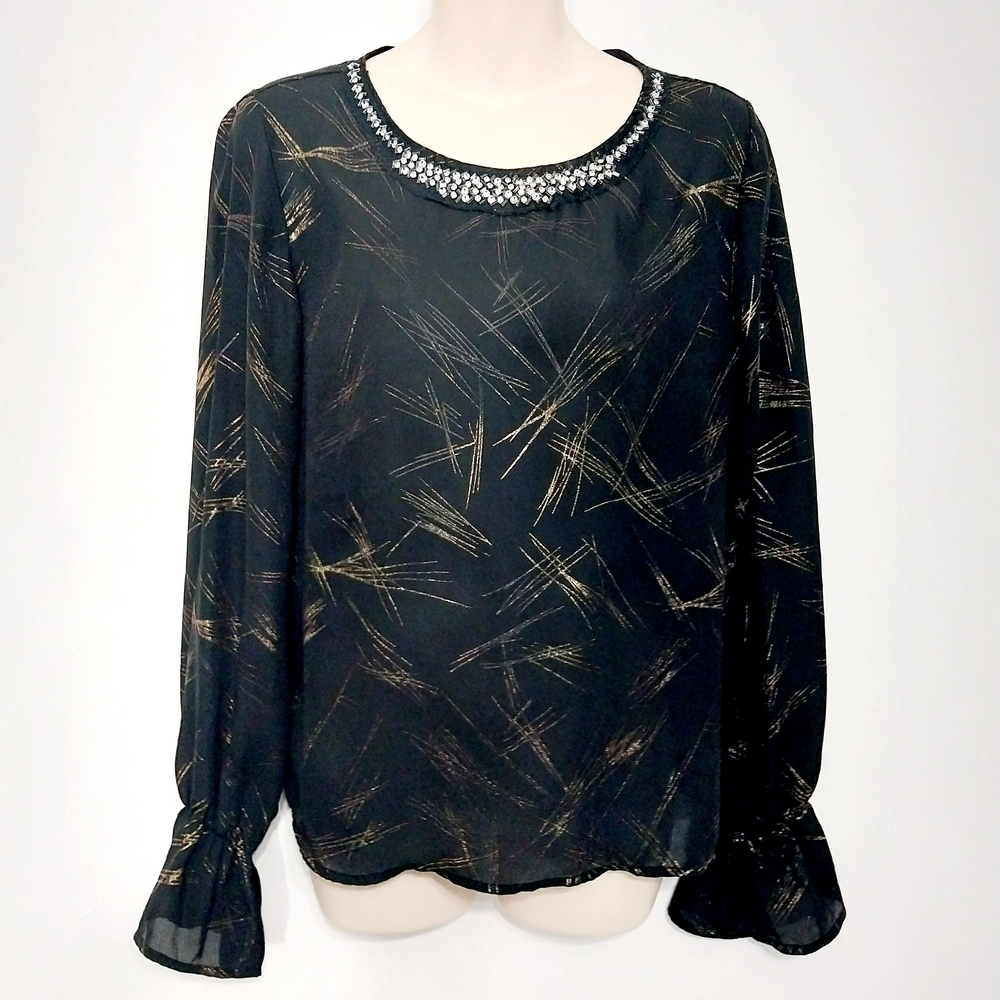 🔵BOGO FREE🔵 Reese Formal Top w Beads & Rhinestones Sz M